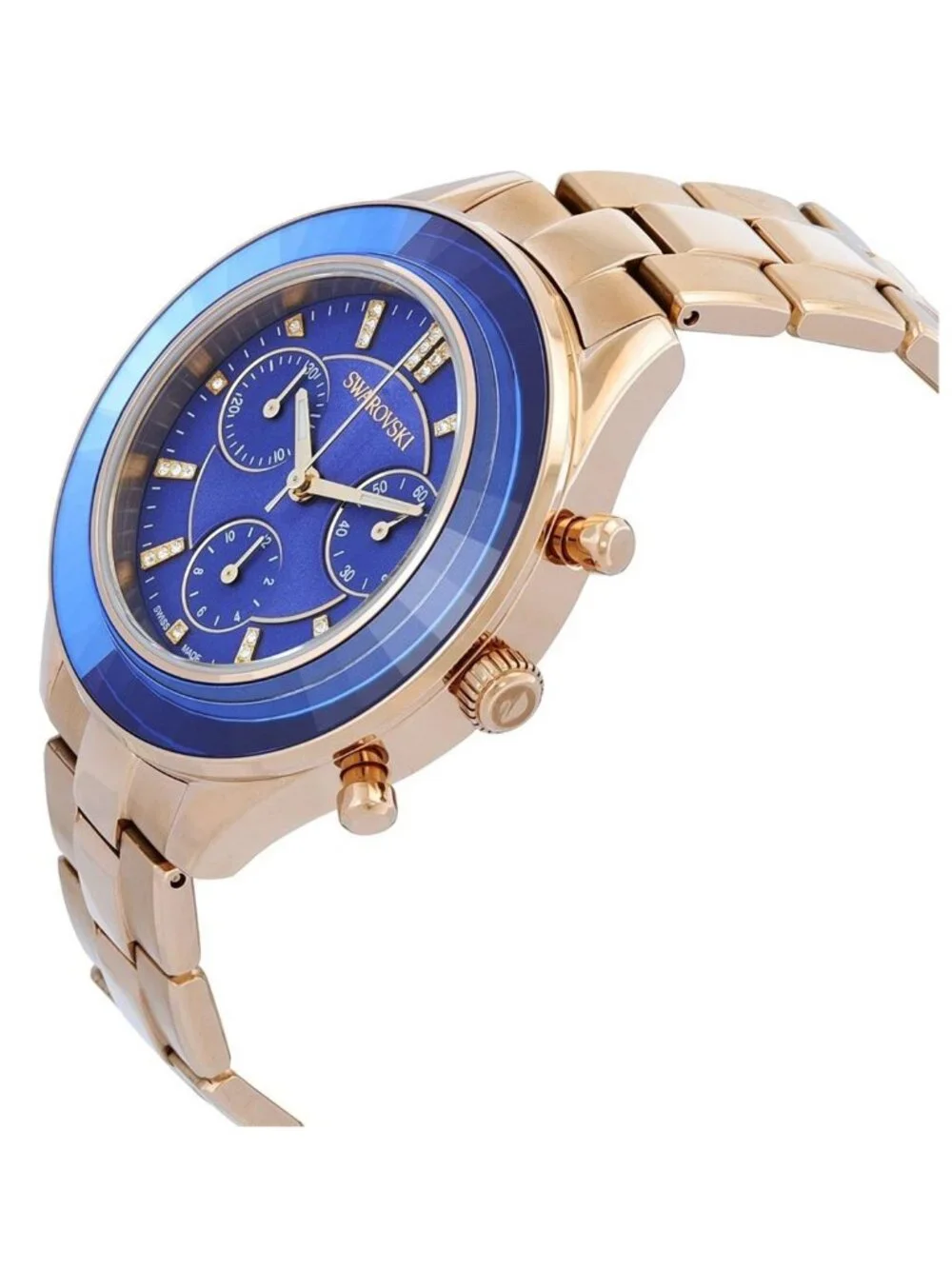 NWT Swarovski Octea Lux Sport Chronograph Quartz Crystal Blue Dial Unisex Watch